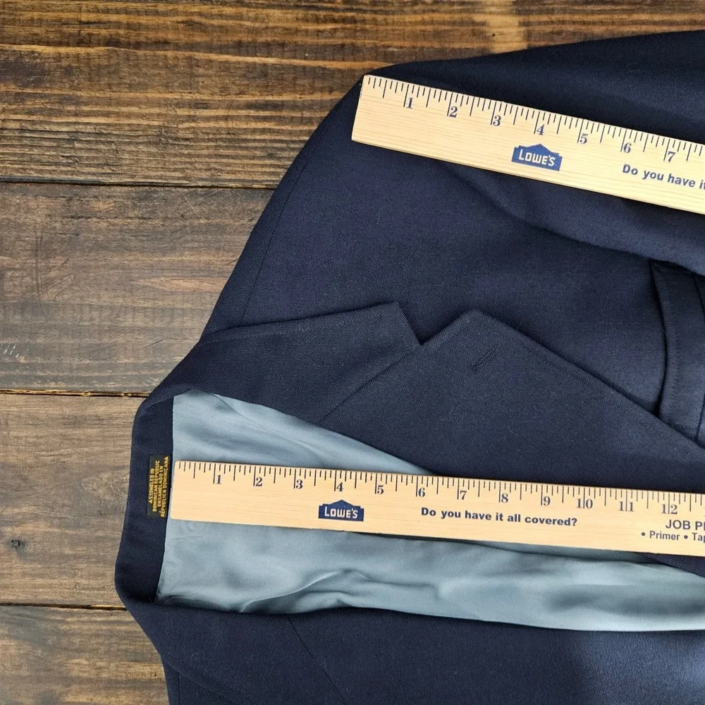 VTG Stafford Men's‎ Sport Coat Blazer Two Button Navy Polyester Wool 50R Slim